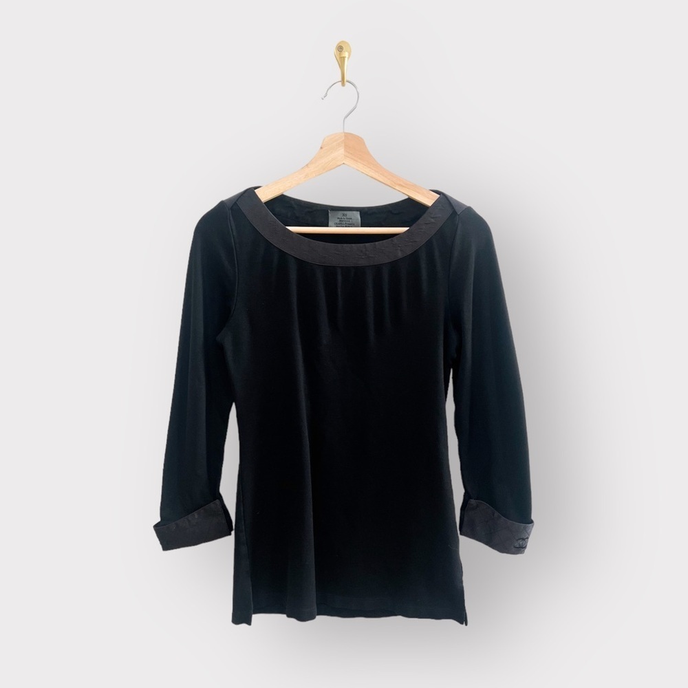 CHANEL Black Quilted Logo Uniform Top (Sz XS)
